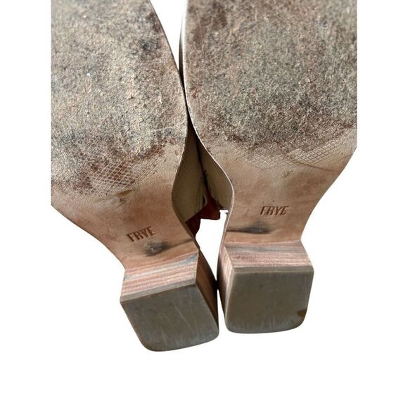 Frye Cindy Mule Sandals size 7.5 Tan Heeled - Picture 11 of 11
